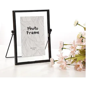 Hanging Gift Self Standing Solid Glass Photo Frame,clear glass frame,vintage chic photo keepsake frame