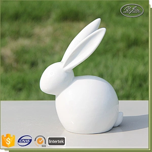 Home Decoration Tourist Souvenir White Rabbits Ceramic Gift Craft