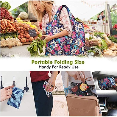 Polyester Durable Large Grocery Bags Reusable Thickened Tote Bags Bulk Foldable Into Pouch Lightweight Foldable Shopping Bags