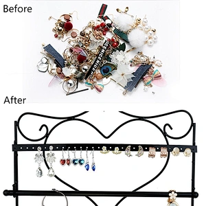 Decorative Black Wall Mount Heart Shaped Hanging Jewelry Organizer
