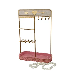 Customized decor metal Jewelry display stand with tray
