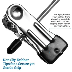 (Set of 3) Space Saving 4 Tier Trouser Skirt Hanger, Sturdy Chrome Non Slip Black Vinyl Clips, Multi Pants Hanger