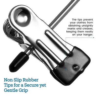 (Set of 3) Space Saving 4 Tier Trouser Skirt Hanger, Sturdy Chrome Non Slip Black Vinyl Clips, Multi Pants Hanger