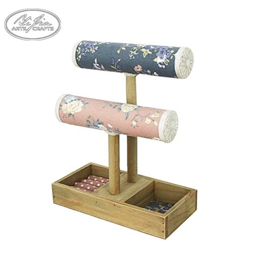 Customized wooden double t-bar bracelet jewelry display holder