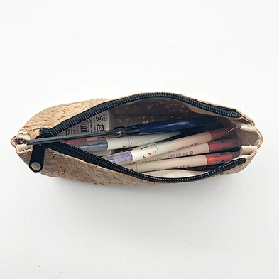 New Natural Customized Cork Zipper Pouch Cosmetic Bag Cork Cloth Makeup Pouch