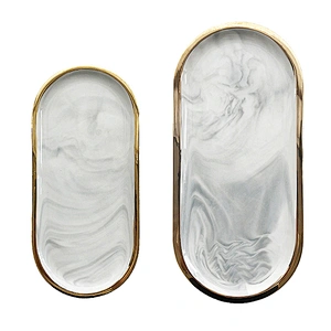 Nordic Creative  Marble Shaped Ceramic Storage Jewelry Necklace Ring Tray