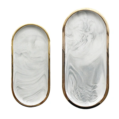 Nordic Creative  Marble Shaped Ceramic Storage Jewelry Necklace Ring Tray