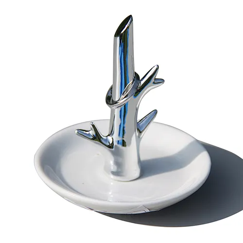 OEM&ODM services sliver tree shape ceramic jewelry tray decoration vase