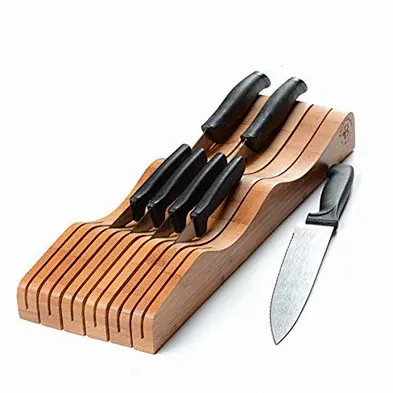 Bamboo Knife Block, Knife Storage Organizer