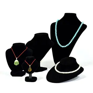 Custom Necklace Display Bust Black Velvet Resin Material and Adults Age Group Stand Bust