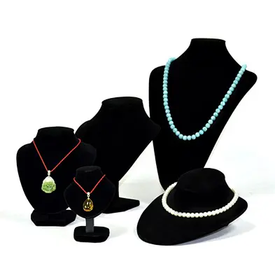 Custom Necklace Display Bust Black Velvet Resin Material and Adults Age Group Stand Bust