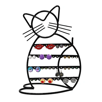Cat Shape Metal Wire Earring Jewelry Display Stand Organizer Holder