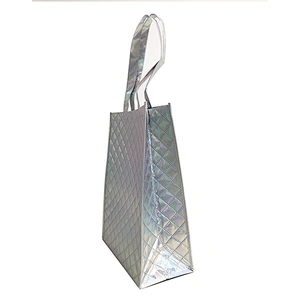 Customized Fashional Reusable Laser Film Shiny Tote Bag New Reusable Women Non-Woven  Shopping Bag