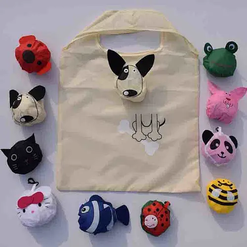 In Stock Cute Waterproof Portable 190T Polyester Eco Friendly Folding Shopping bag