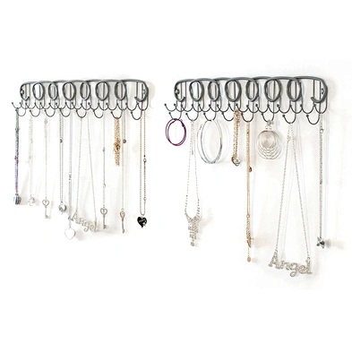 Wall mount hanging jewelry organizer for bracelet necklace