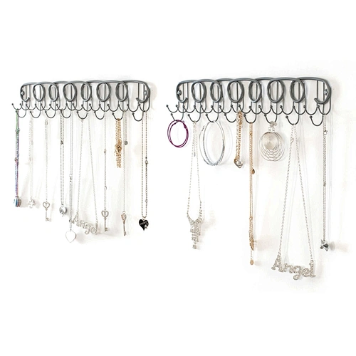 Wall mount hanging jewelry organizer for bracelet necklace