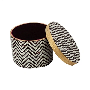 OEM service velvet&MDF round custom jewelry box