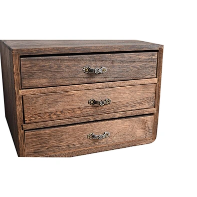 Wholesale custom decorative tea wooden box three drawers vintage wooden storage boxes