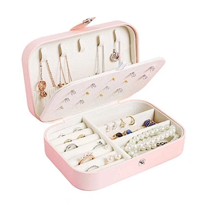 Jewelry Box Necklace Ring Storage Organizer Double Layer Travel Synthetic Leather Women Jewelry Box Organizer