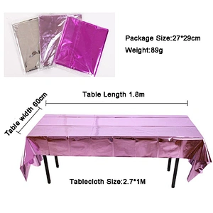 Glossy Rose Gold Tablecloth Christmas Wedding Birthday Party Decoration Aluminum Foil Waterproof Disposable Plastic Tablecloth