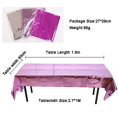 Glossy Rose Gold Tablecloth Christmas Wedding Birthday Party Decoration Aluminum Foil Waterproof Disposable Plastic Tablecloth