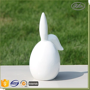 Latest promotion gifts ceramic decoration white 9*9*20.5cm craft rabbits