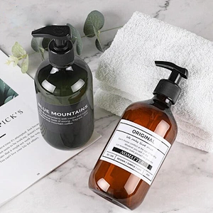 300 500ml Round Shoulder Lotion Bottle Plastic Empty Bottle Shampoo Hand Sanitizer Dispenser Cosmetic Pump Bottle