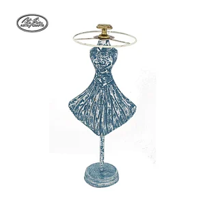 Home decor retro blue wooden doll jewelry display