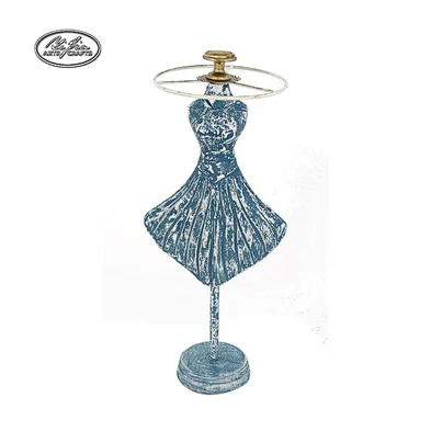Home decor retro blue wooden doll jewelry display