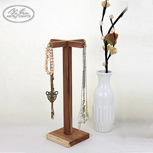 Top quality OEM fashion home use wooden jewelry necklace display rack
