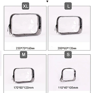 Customized 4size ziplock travel waterproof transparent clear pvc cosmetic bag makeup
