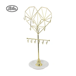 Customized 2 layer earring ring necklace metal jewelry display stand for  with mini tray