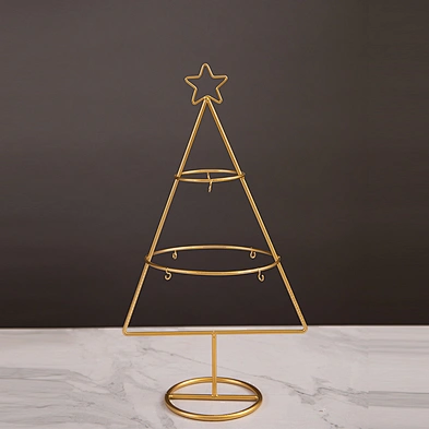 Customized Home Decor Metal Christmas Tree Shape Lantern Christmas Decoration Jewelry Display Stand
