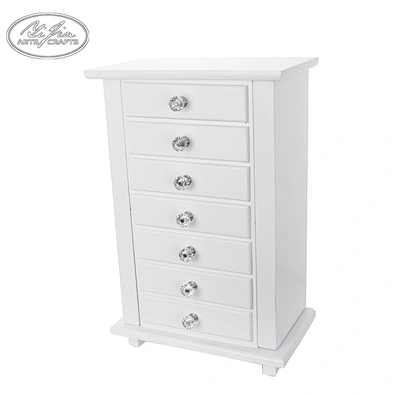 Customized vintage classic white MDF 7 layers storage jewelry drawer box