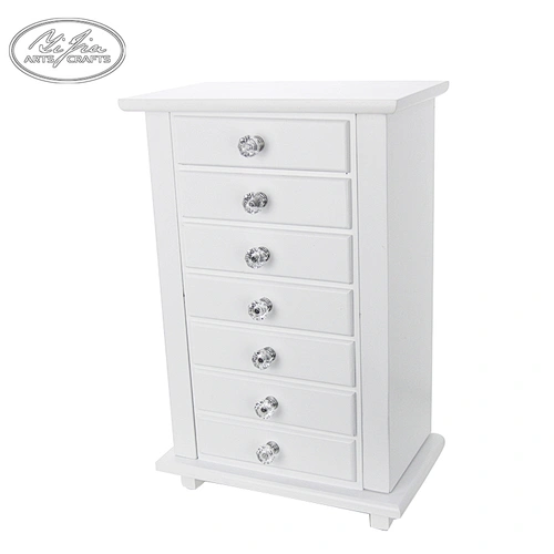 Customized vintage classic white MDF 7 layers storage jewelry drawer box