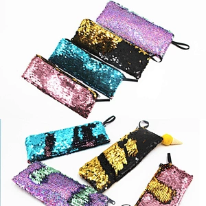 Mermaid Two-color Sequins Pencil Bag Girls Gifts Custom  Colorful Glitter Pencil Case