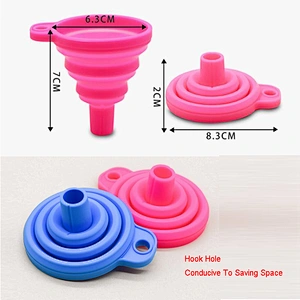 In Stock Food Grade Silicone Collapsible Funnel Silicone Foldable Kitchen Funnel For Liquid Powder Transfer
