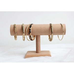 Vintage decoration wooden beech necklace bust jewelry display stand set