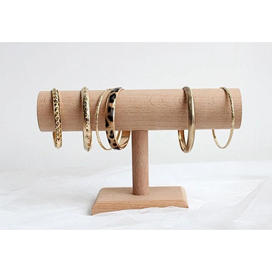 Vintage decoration wooden beech necklace bust jewelry display stand set