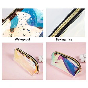 small pvc transparent magic laser cosmetic bag colorful laser hand makeup bag