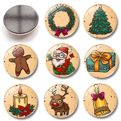 Customized christmas decorations clear glass fridge magnets  for fridge souvenir