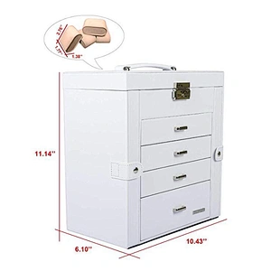 Leather Huge Mirrored Jewelry Box Watch Organizer Necklace Ring Earring Storage Lockable Gift Case Jewelry Cabinet