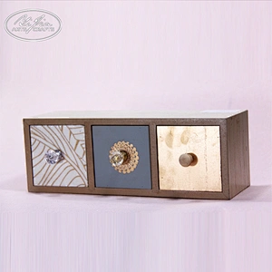 Cute decorative home organizer 3 drawers wooden storage box