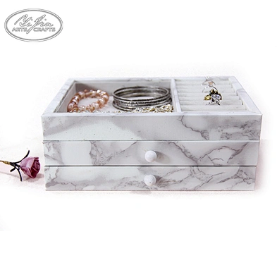 Customized Ring Necklace Display White MDF Jewelry Box