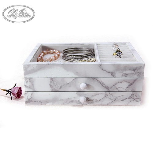 Customized Ring Necklace Display White MDF Jewelry Box