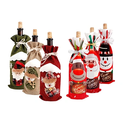 Home decor christmas wine bottle cover fabric christmas wine bottle cover