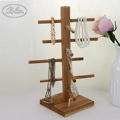 Vintage home use necklace bracelet wooden display jewelry stand