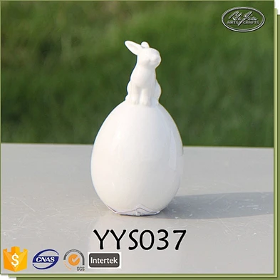 Cute white rabbit shape ceramic decoration handmade craft porcelain rabbit decoration