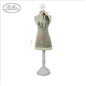 Home resin dress doll jewelry display stand with lace decor