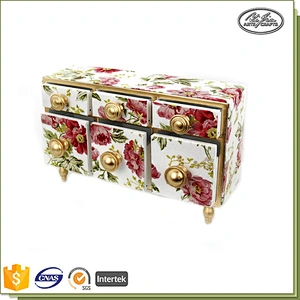 Luxury handmade delicate wood jewelry box with drawer